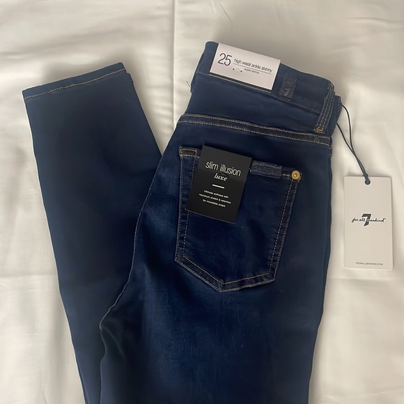 7 for all mankind slim illusion luxe high waist ankle skinny jeans size 25 - Picture 2 of 12